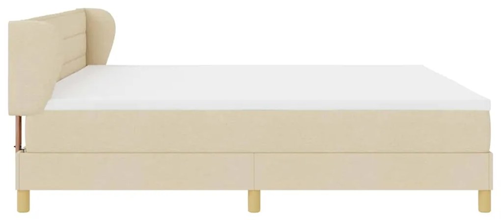 Cama Box Spring vidaXL com Colchão Creme 200x200 cm Tecido