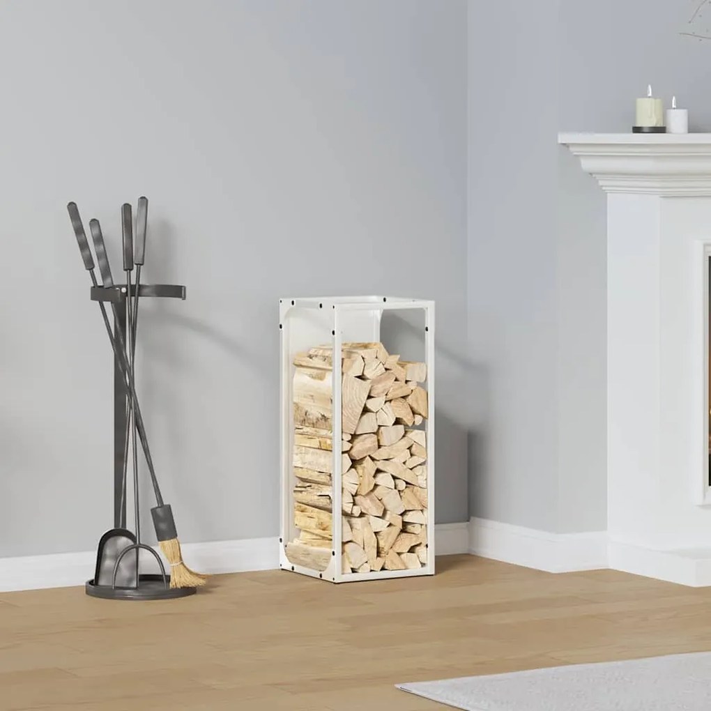 Suporte para lenha 25x25x60 cm aço laminado a frio branco