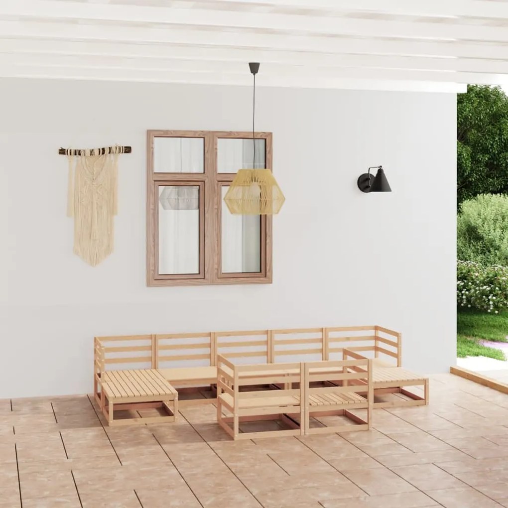 vidaXL 9 pcs conjunto lounge de jardim pinho maciço