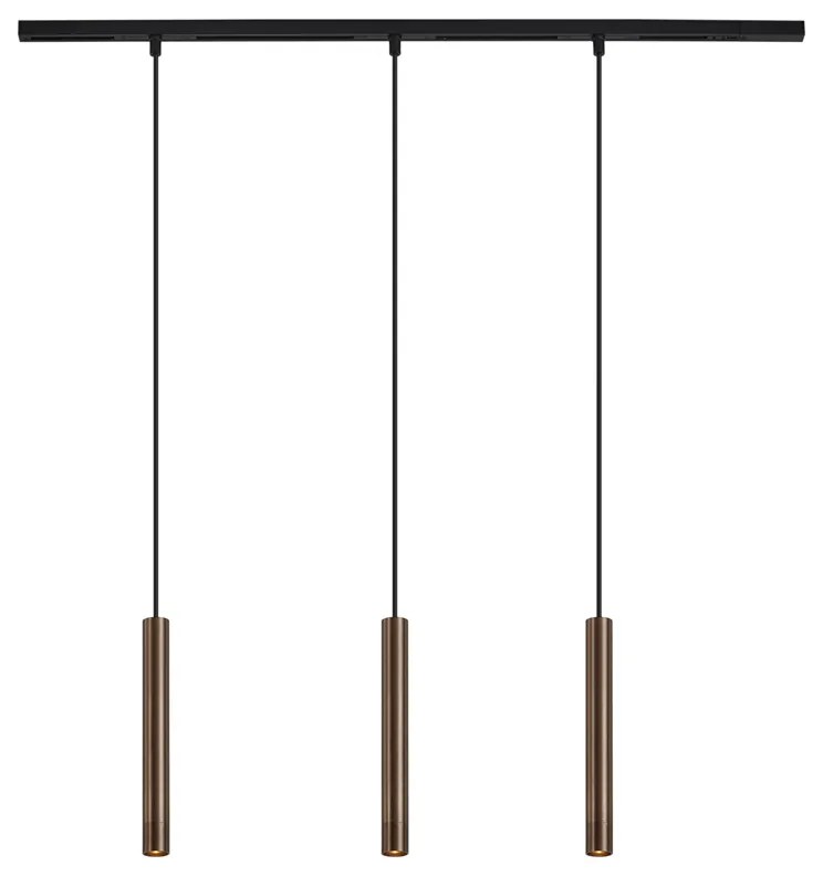 Sistema de iluminação de trilho moderno com 3 pendentes bronze monofásico - Slimline Keno