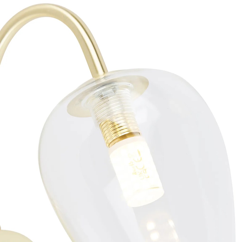 Candeeiro de parede inteligente dourado com vidro incluindo Wi-Fi G9 - Elien