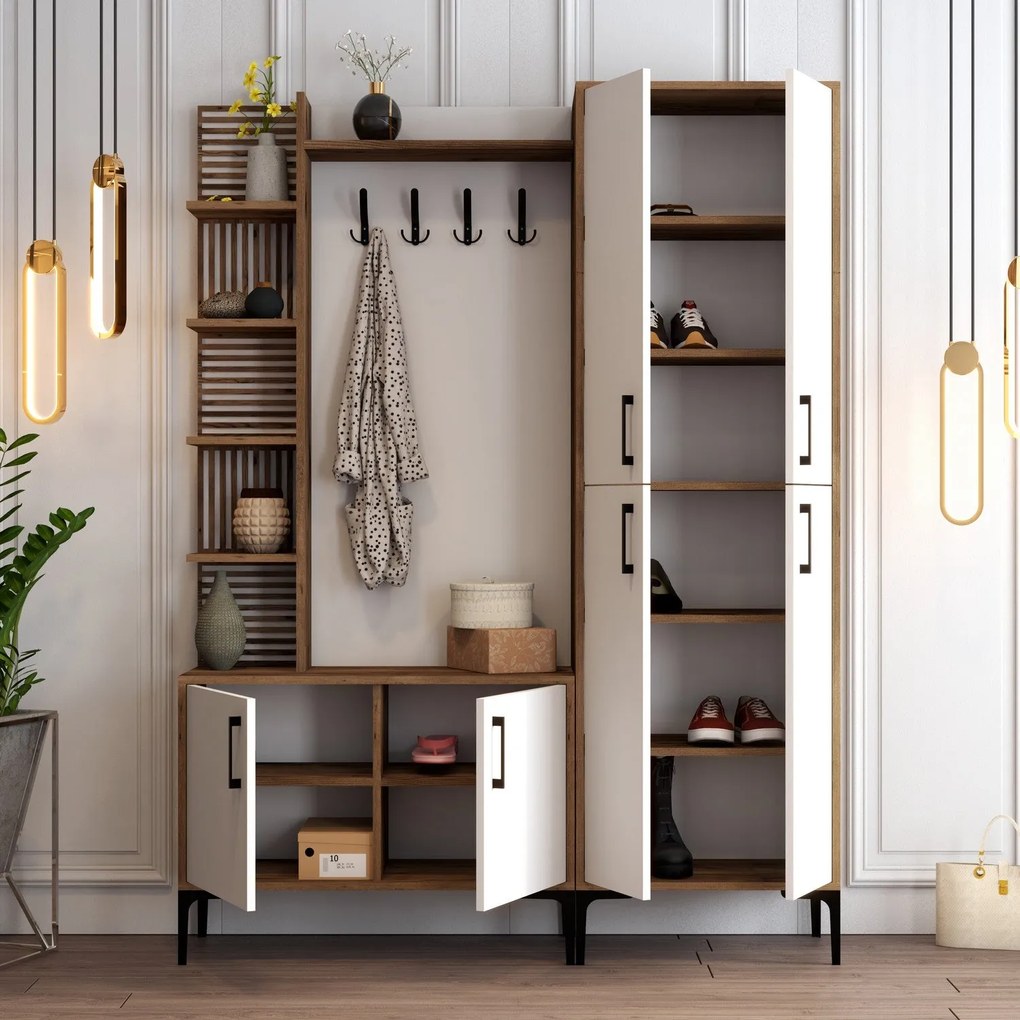 Hall Stand Viyana DA – Nogueira e Branco – 150x200x35 cm