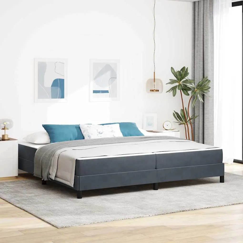 vidaXL Cama Box com colchão Cinza Escuro 200 x 210 cm tecido