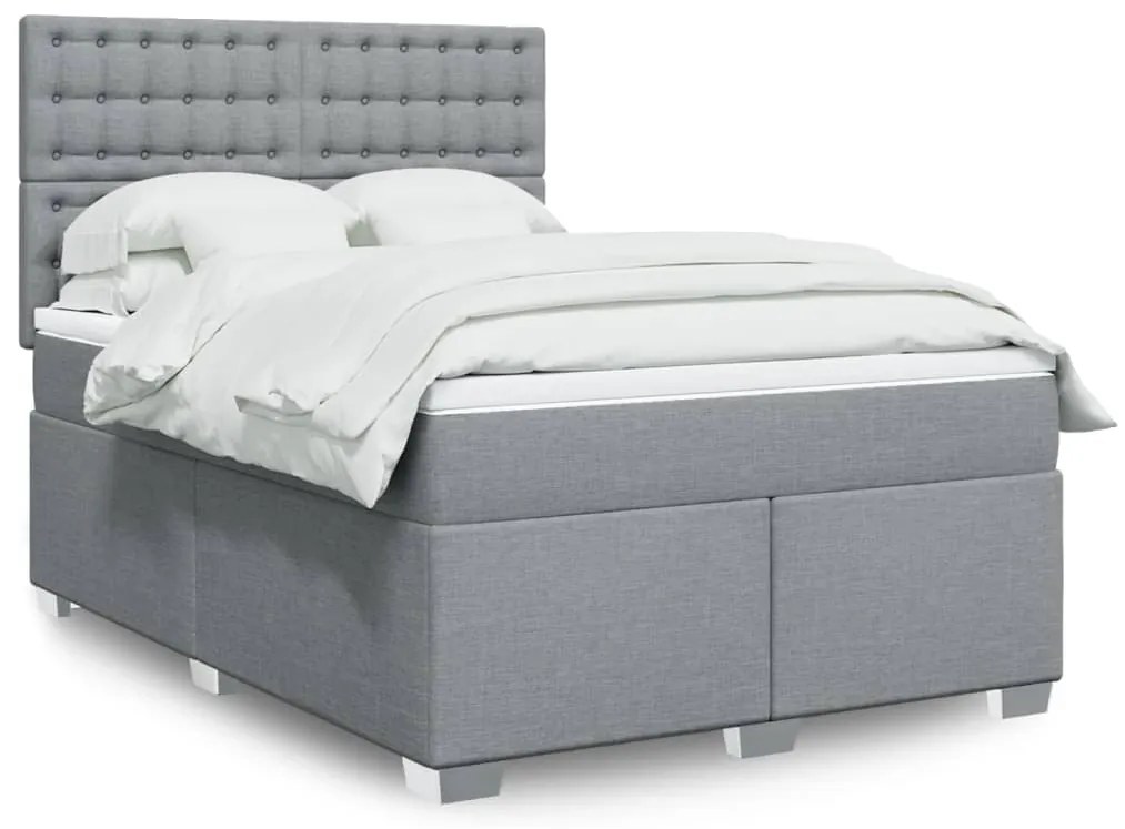 vidaXL Cama com molas/colchão 160x200 cm tecido cinzento-claro