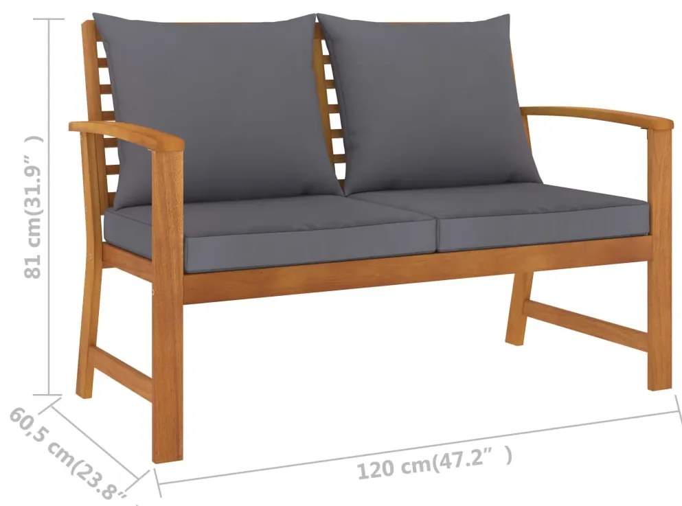 3 pcs conjunto de lounge de jardim com almofadões acácia maciça