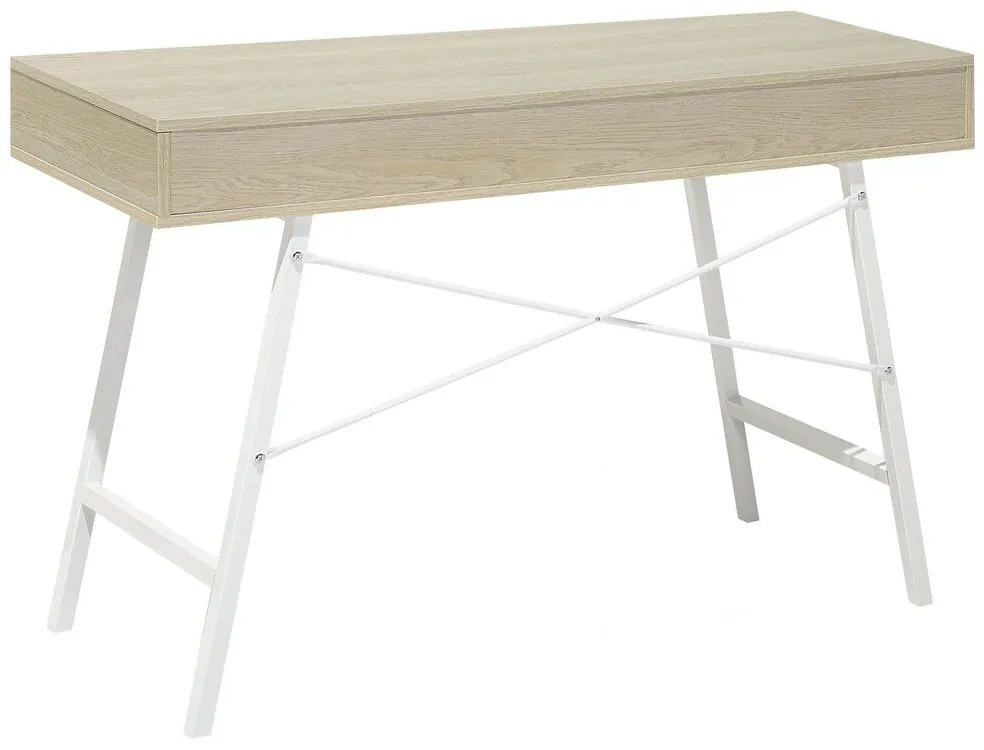 Secretária castanha clara com 2 gavetas 120 x 48 cm CLARITA Beliani