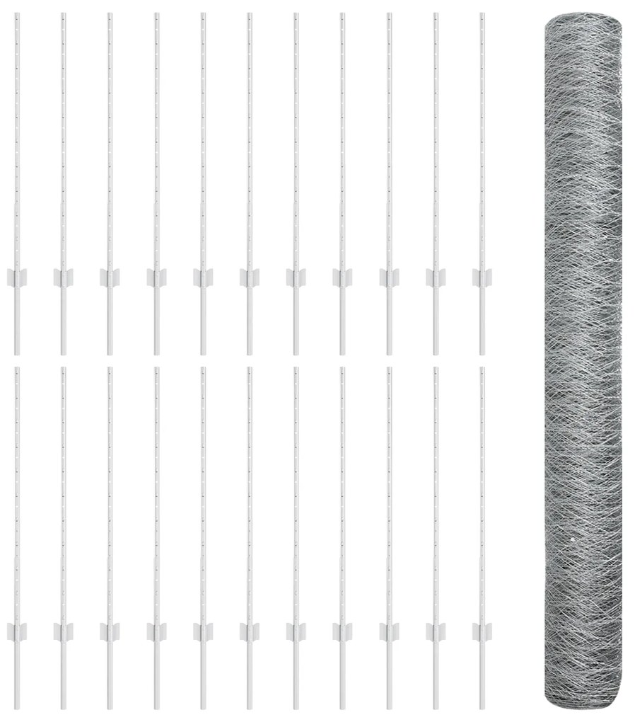 Postes Cerca vidaXL 10 pcs U-Channel 140 cm Aço Galvanizado