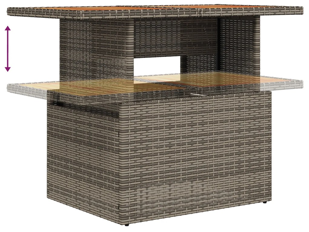 Conjunto de Sofás de Jardim de 8 Peças com Almofadas Cinza Rattan Poli