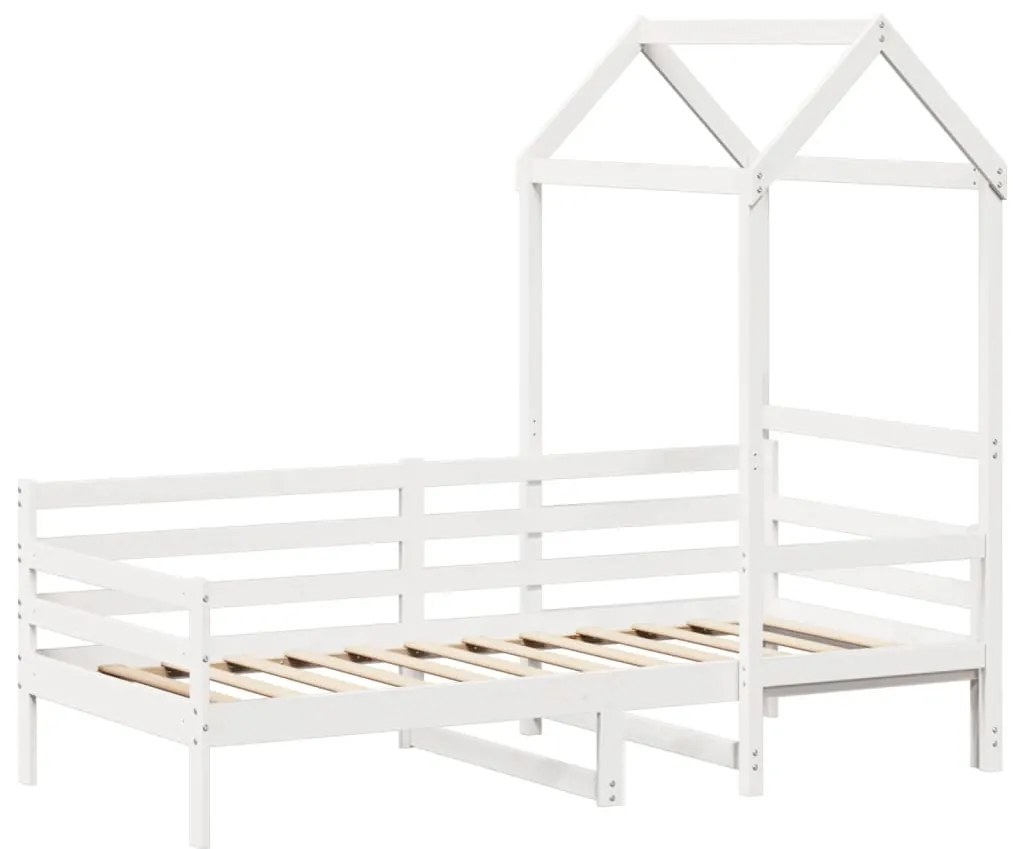 Sofá-cama com telhado 90x200 cm madeira de pinho maciça branco