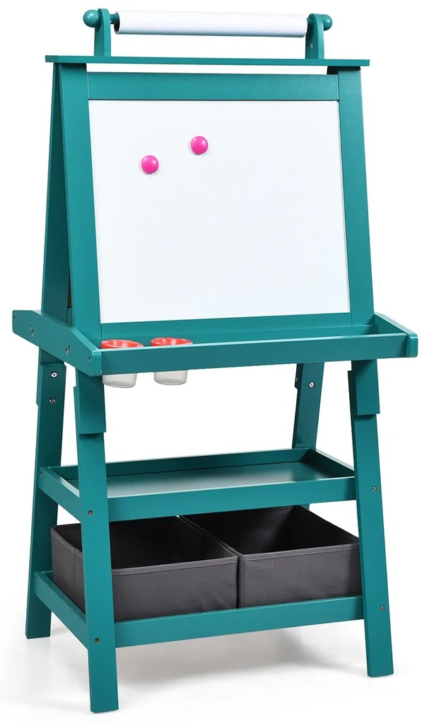 Cavalete de armazenamento de arte dupla face 3 em 1 - marrom