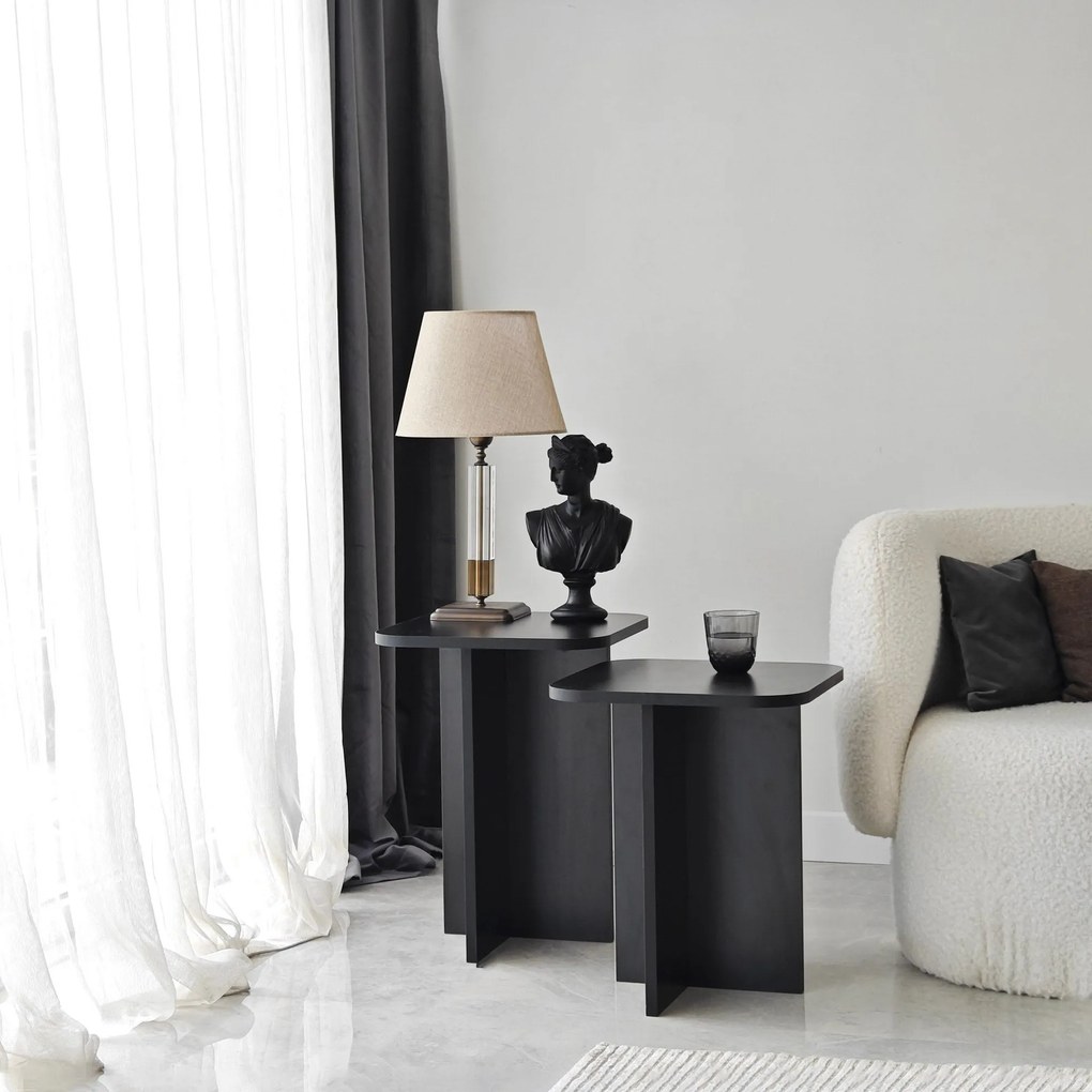 Conjunto de Mesas de Apoio Blues – Preto – 40x50x40 cm & 40x55x40 cm