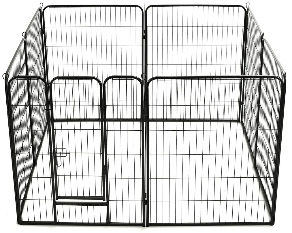 Parque para cães 8 painéis aço 80x100 cm preto
