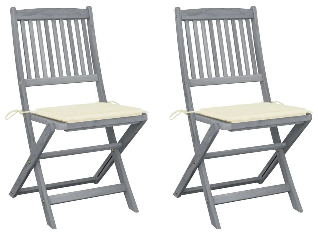vidaXL Cadeiras exterior dobráveis c/ almofadões 2 pcs acácia maciça