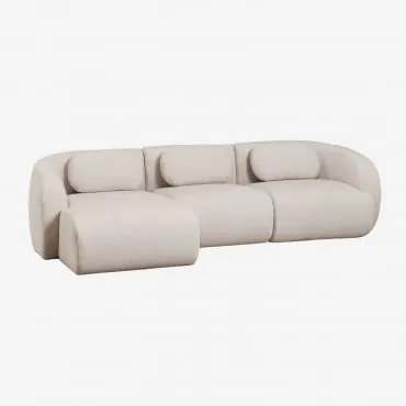 Sofá Modular Coquette De 3 Peças Em Chenille Com Chaise Longue À Esquerda Chenille Beige Creme - Sklum
