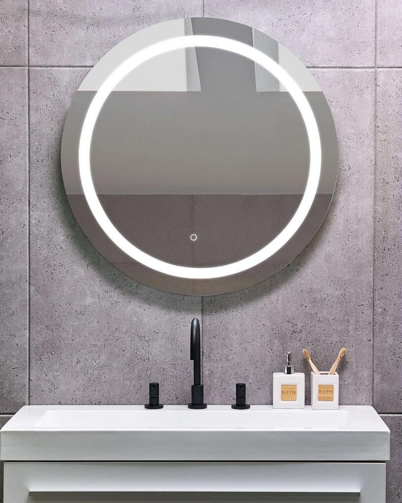 Espelho de parede redondo prateado com iluminação LED ø 79 cm COURSEULLES Beliani