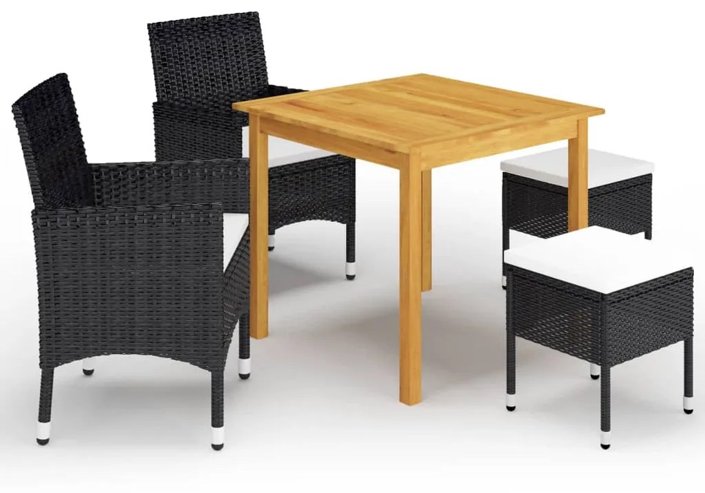 vidaXL 5 pcs conjunto de jantar para jardim preto