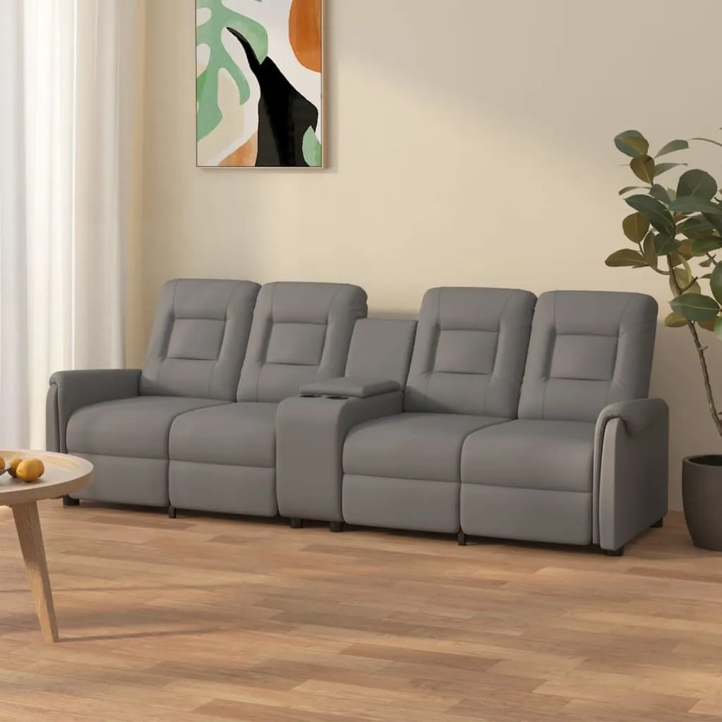 vidaXL Poltrona massagem 4 lug. reclinável + suporte copo cinza