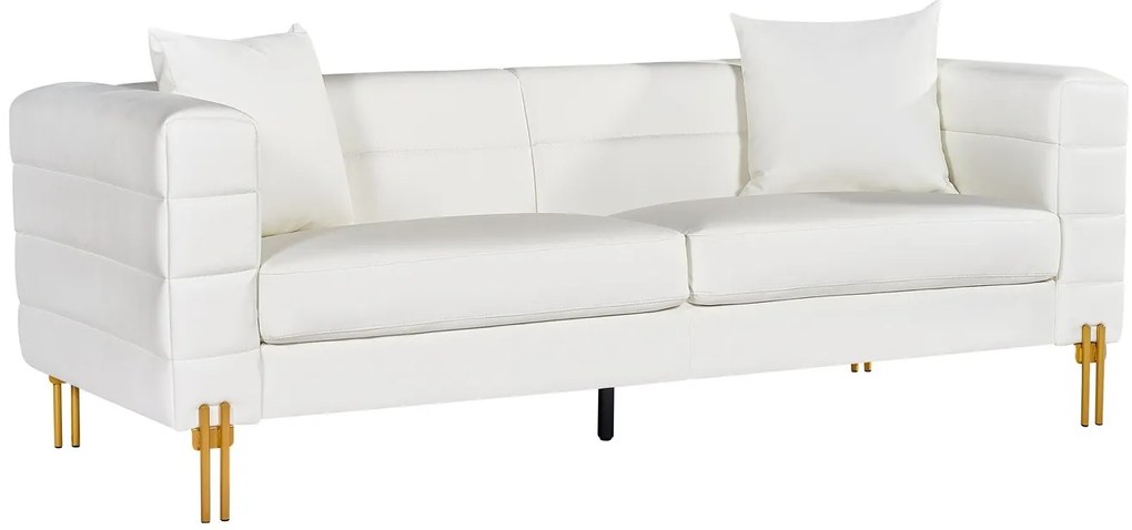 Sofá LARIOS, 3 lugares, estofado 208 x84 x71 cm pele sintética branca