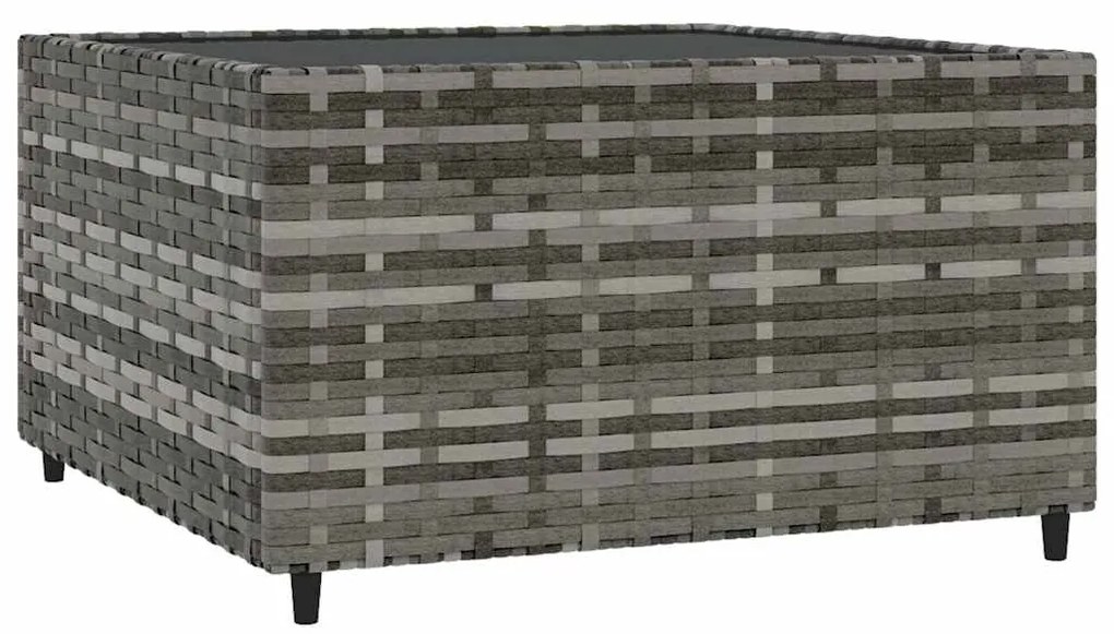 4 pcs conjunto lounge de jardim c/ almofadões vime PE cinzento