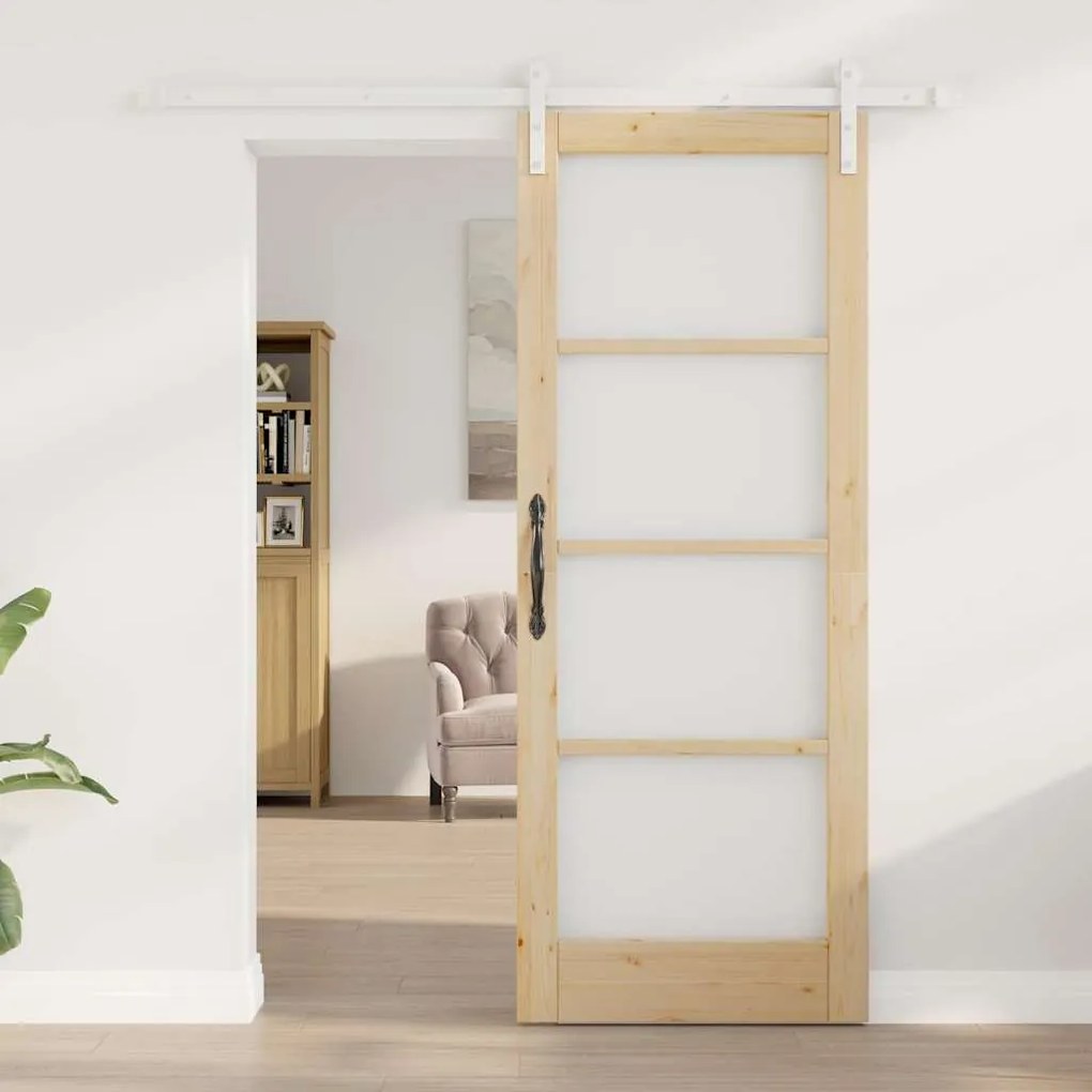 Porta Deslizante vidaXL com Kit de Ferragens "ORKDAL" Madeira Sólida e
