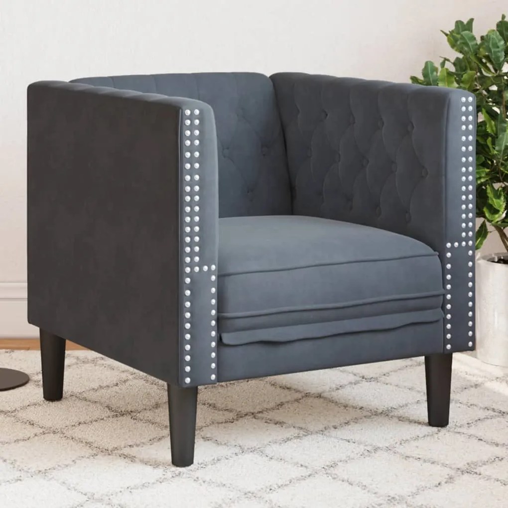 vidaXL Sofá chesterfield veludo cinzento-escuro