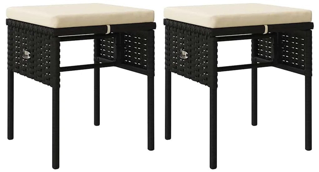 6 pcs conjunto lounge de jardim c/ almofadões vime PE preto