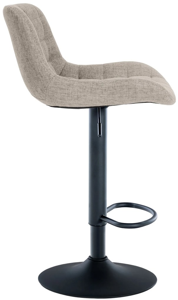 Conjunto de 2 bancos de bar Tover em tecido e com estrutura preta 48 x 81-105 x 54 cm Castanho acinzentado