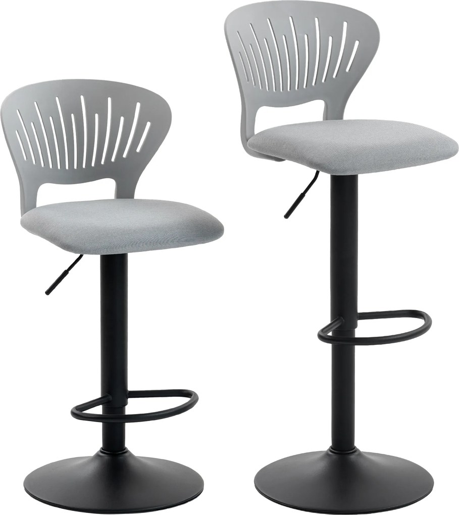 HOMCOM Conjunto de 2 Bancos Altos de Cozinha Giratórios a 360° Reguláveis em Altura de 84-105 cm 40,5x43x84-105 cm Cinzento | Aosom Portugal