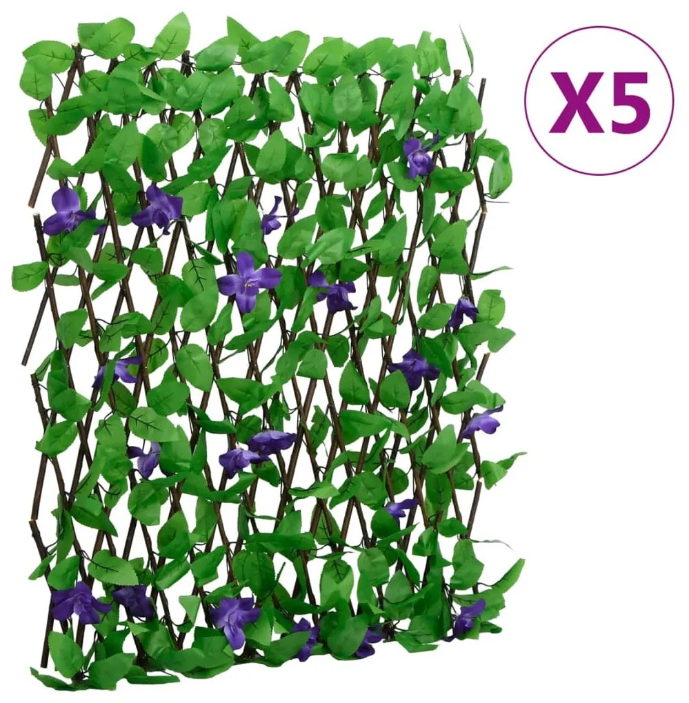 vidaXL Treliça de hera artificial extensível 5 pcs 180x70 cm verde