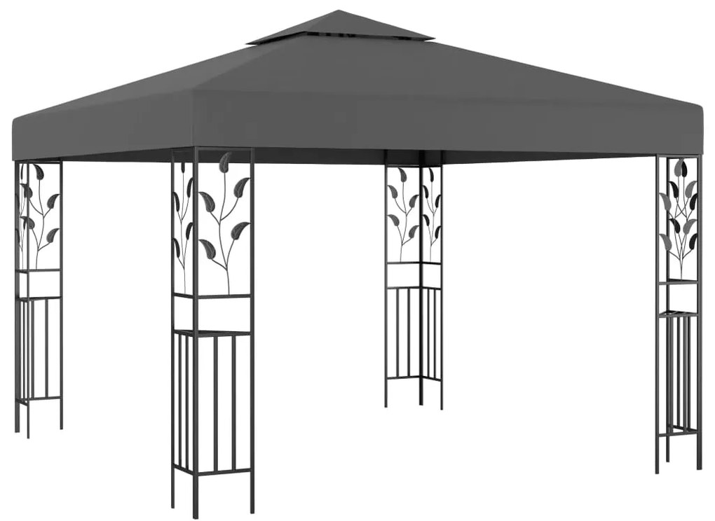 Gazebo com cordões de luzes LED 3x3 m antracite