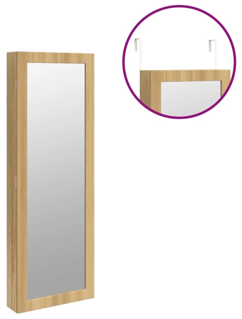 Móvel para joias de parede espelhado com luzes LED