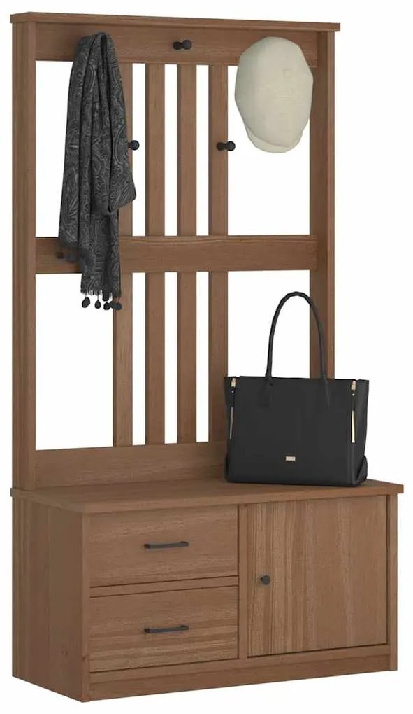 vidaXL Árvore de Hall SANDNES 87x40x159,5 cm Madeira Maciça de Pinho