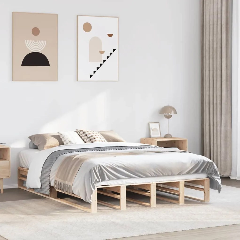vidaXL Cama sem colchão 140x190 cm madeira de pinho maciça