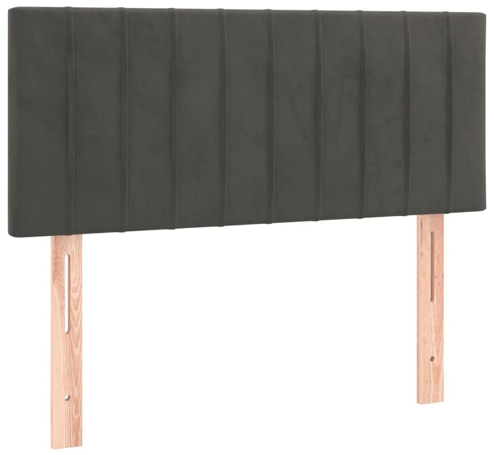 Cama com molas/colchão 90x190 cm veludo cinza-escuro