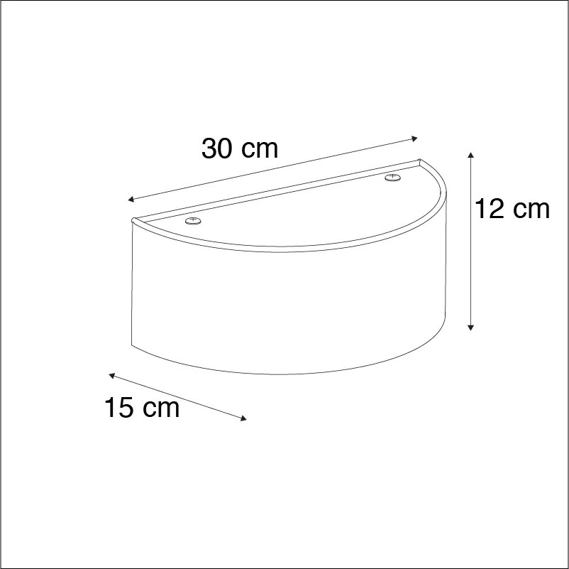 Candeeiro de parede meio redondo cinzento - Tambor Moderno