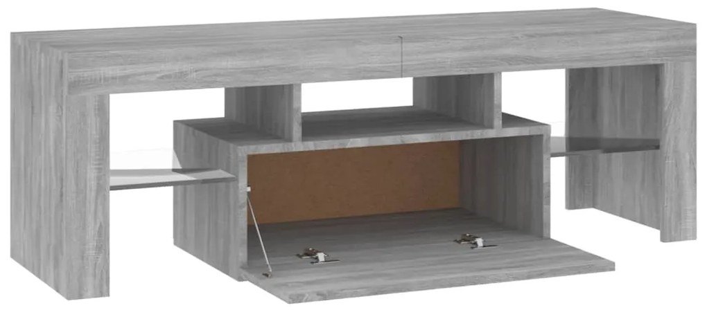 Móvel de TV com luzes LED 120x35x40 cm cinzento sonoma