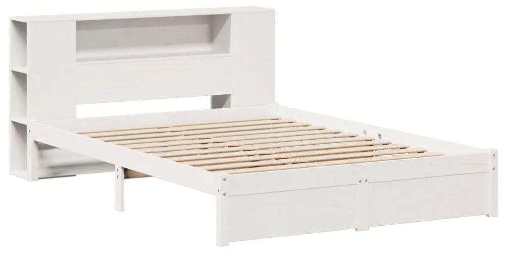 Cama com estante sem colchão 160x200 cm pinho maciço branco