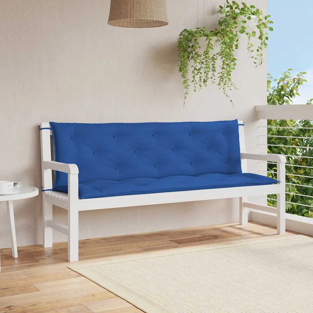 vidaXL Almofadão banco de jardim 150x(50+50)x7cm tecido oxford azul