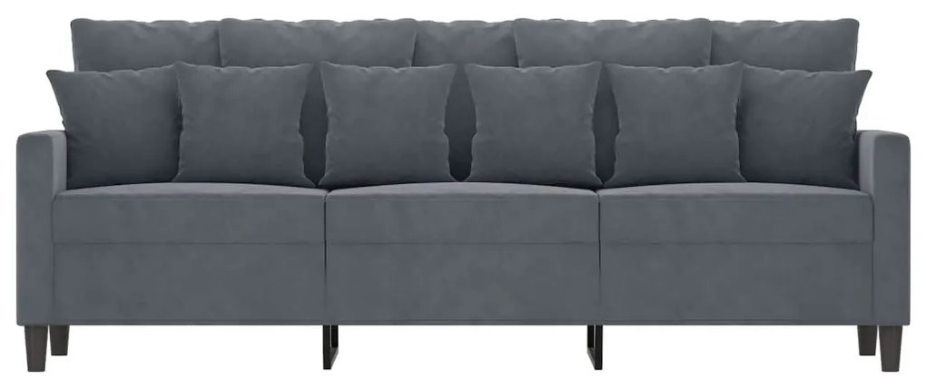 Sofá de 3 lugares 180 cm veludo cinza-escuro