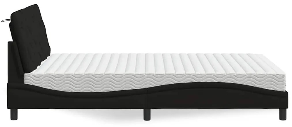 Cama com colchão 140x200 cm tecido preto