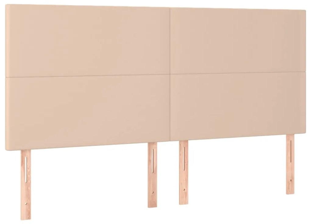 Cabeceira cama c/ LED couro artif. 200x5x118/128 cm cappuccino