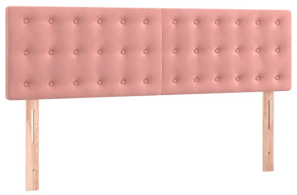 Cama box spring c/ colchão/LED 140x190 cm veludo rosa