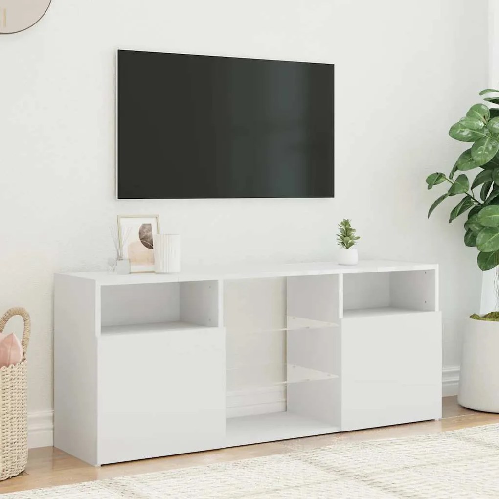 Móvel de TV com luzes LED 120x30x50 cm branco