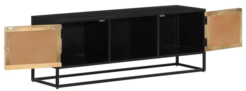 Móvel de TV 110x30x40 cm madeira de mangueira maciça e ferro