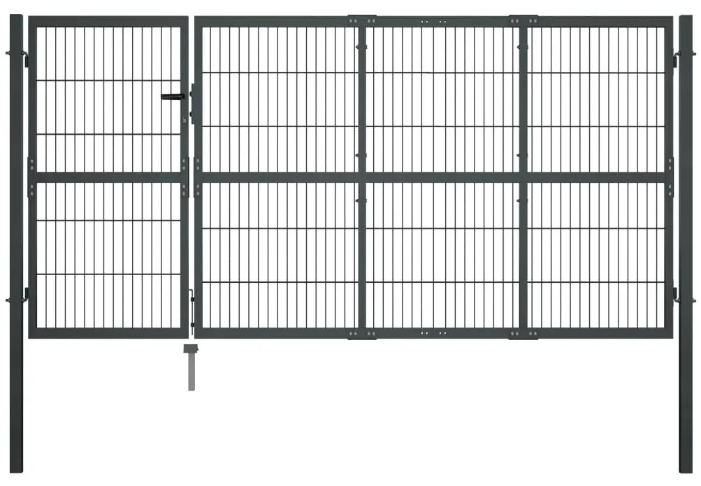Portão de jardim com postes 350x120 cm aço antracite