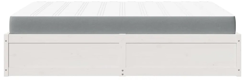 Cama com colchão 160x200 cm madeira de pinho maciça branco