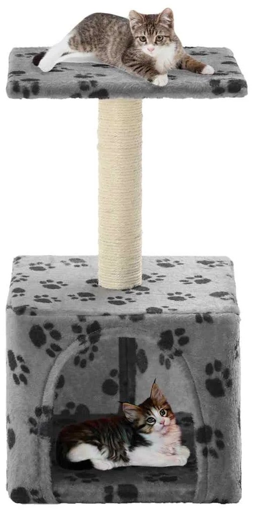 vidaXL Árvore para gatos c/postes arranhadores sisal 55 cm cinzento
