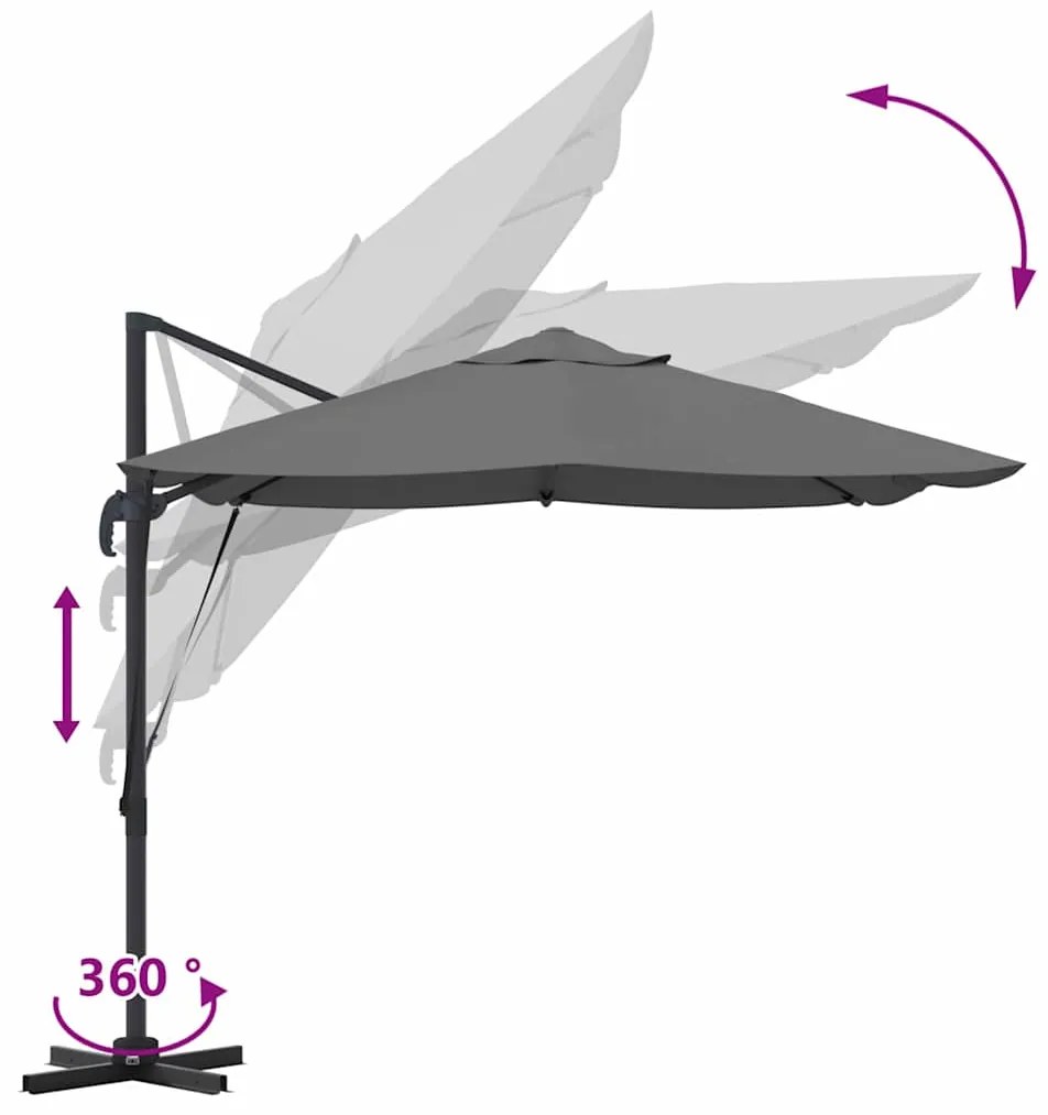 Guarda-Sol Cantilever Roma Antracite 352x251x260 cm de Alumínio