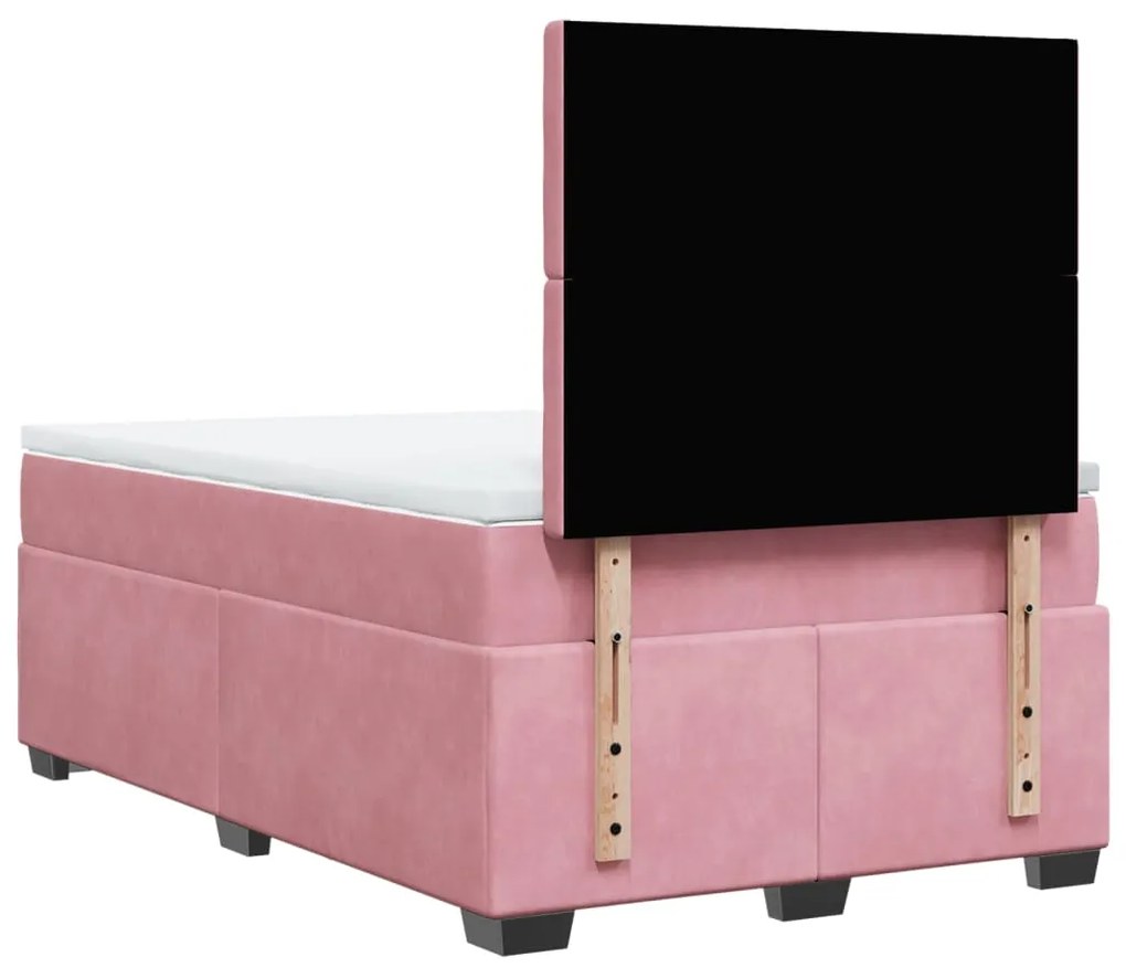 Cama boxspring com colchão 120x190 cm veludo rosa