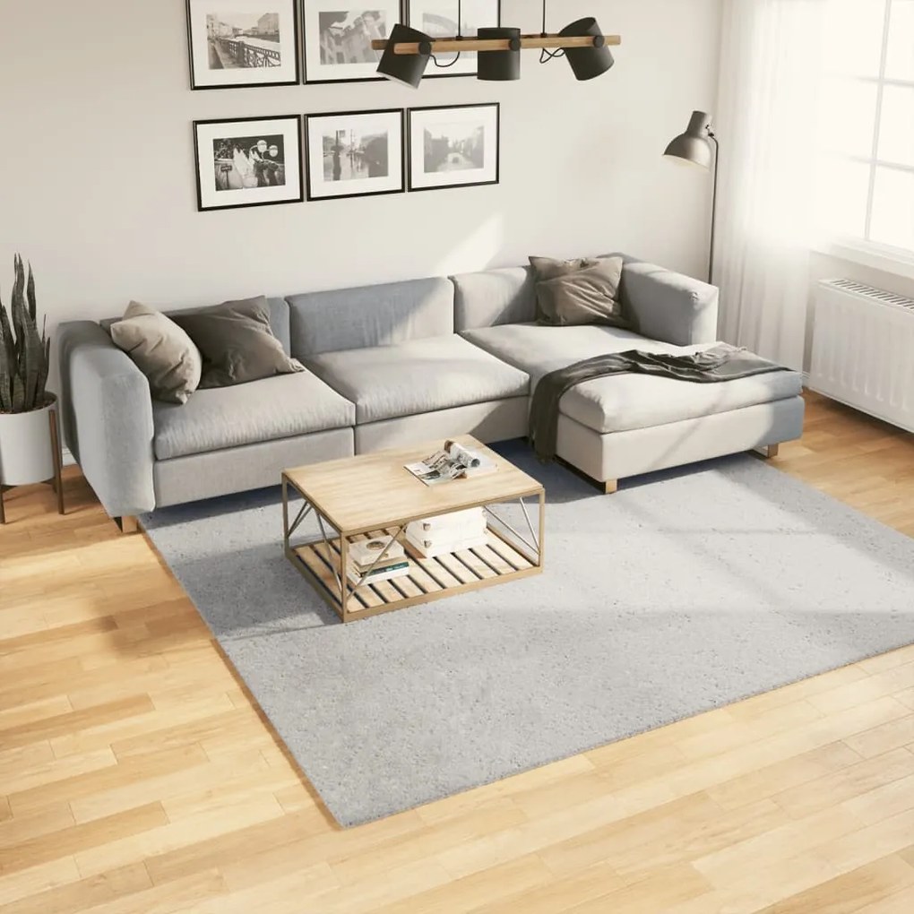 vidaXL Tapete pelo curto macio e lavável HUARTE 240x240 cm cinzento